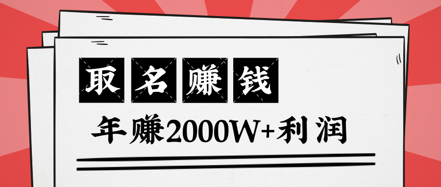 王通：不要小瞧任何一个小领域，取名技能也能快速赚钱，年赚2000W+利润-第一资源网