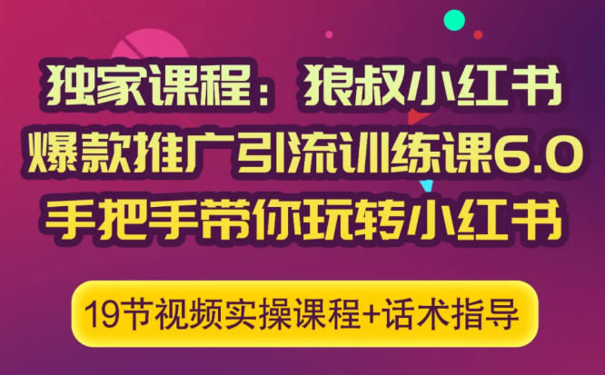 狼叔小红书爆款推广引流训练课6.0，手把手带你玩转小红书-第一资源网