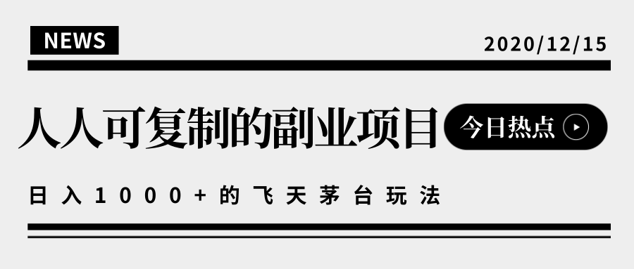 揭秘人人可复制的副业项目，能够实现日入10000+的撸飞天茅台玩法-第一资源网