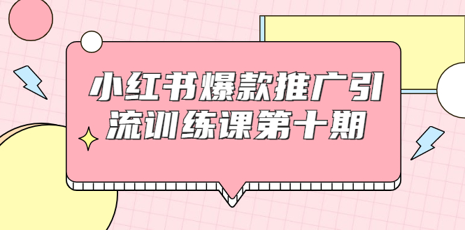 小红书爆款推广引流训练课第十期，手把手带你玩转小红书，轻松月入过万-第一资源网