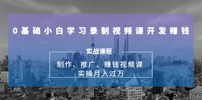 0基础小白学习录制视频课开发赚钱：制作、推广、赚钱视频课 实操月入过万-第一资源网