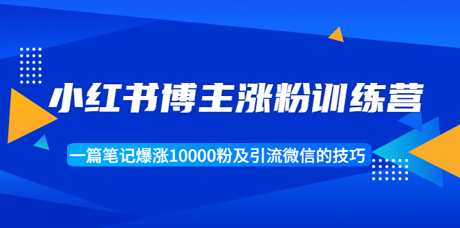小红书博主涨粉训练营：一篇笔记爆涨10000粉及引流微信的技巧-第一资源网