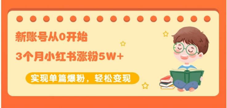 生财小红书涨粉变现：新账号从0开始3个月小红书涨粉5W+实现单篇爆粉-第一资源网