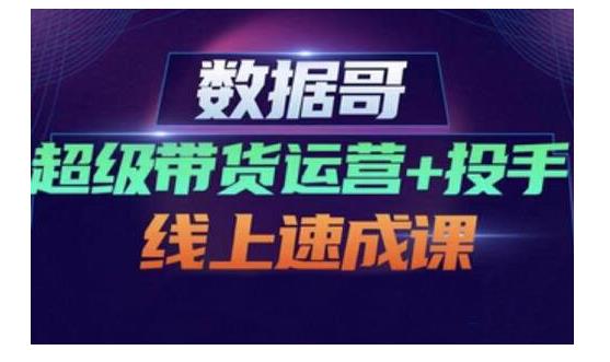 数据哥·超级带货运营+投手线上速成课，快速提升运营和熟悉学会投手技巧-第一资源网
