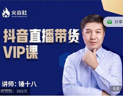 锤十八-抖音直播带货VIP课，专注直播带货有效盈利模式-第一资源网