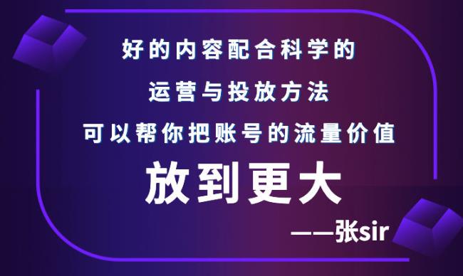 张sir账号流量增长课，告别海王流量，让你的流量更精准-第一资源网