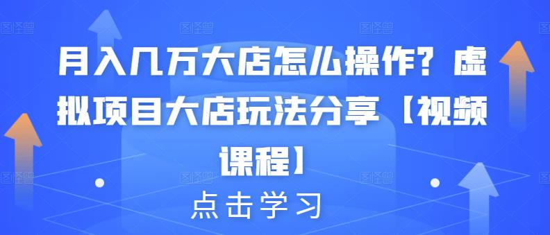 月入几万大店怎么操作？虚拟项目大店玩法分享【视频课程】-第一资源网