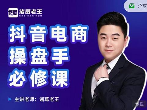 诸葛老王-抖音电商操盘手必修课：顶层设计，​起号破局，爆款运营，数据分析-第一资源网