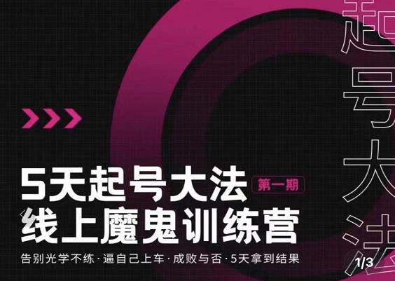 大播·五天起号魔鬼训练营，告别光学不练，逼自己上车，成败与否，5天拿到结果-第一资源网