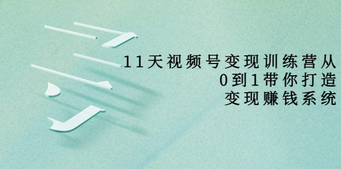 11天视频号变现训练营，从0到1打造变现赚钱系统（价值398元）-第一资源网