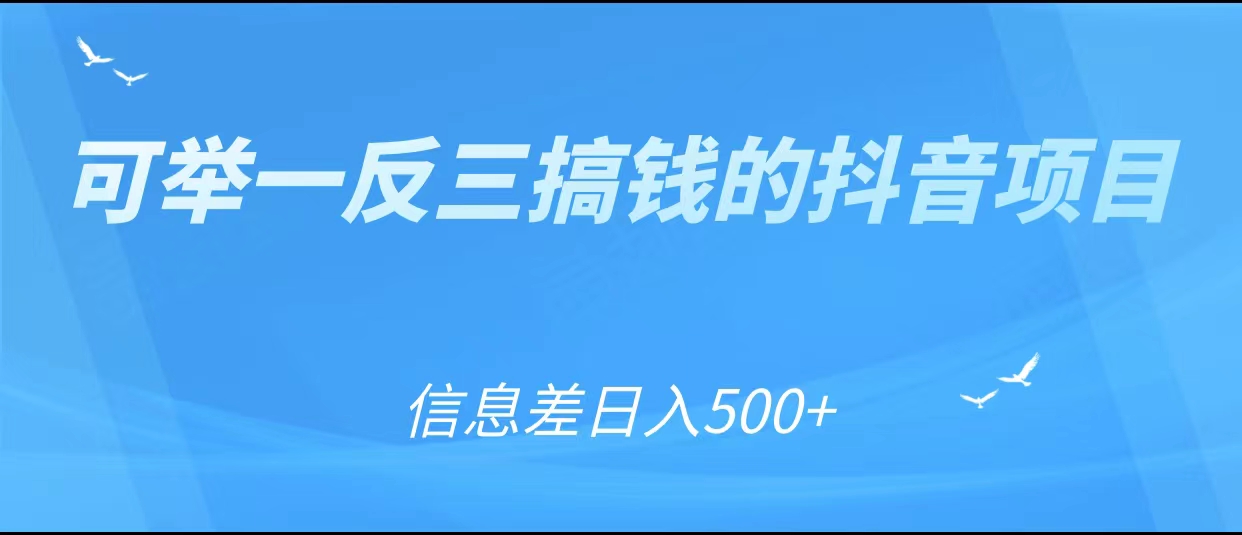 可举一反三搞钱的抖音项目，利用信息差日入500+-第一资源网