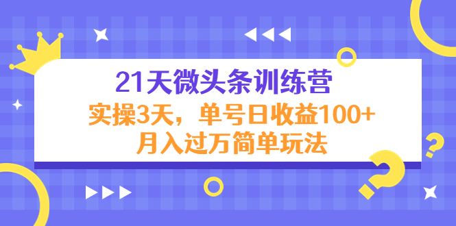 21天微头条训练营，实操3天，单号日收益100+月入过万简单玩法-第一资源网