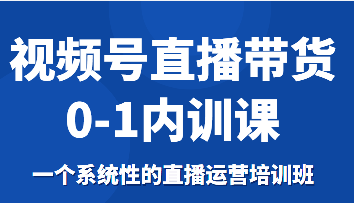 视频号直播带货0-1内训课，一个系统性的直播运营培训班-第一资源网