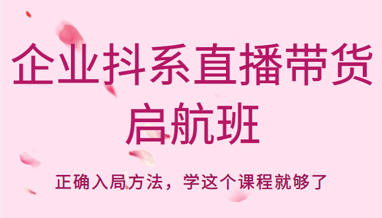 企业抖系直播带货启航班，正确入局方法，学这个课程就够了-第一资源网