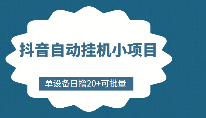 抖音自动挂机小项目，单设备日撸20+，可批量，号越多收益越大-第一资源网