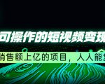 五个可操作的短视频变现项目:年销售额上亿的项目,人人能复制-第一资源网