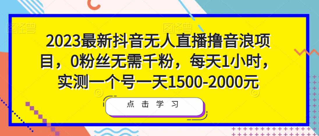 2023最新抖音无人直播撸音浪项目，0粉丝无需千粉，每天1小时，实测一个号一天1500-2000元-第一资源网