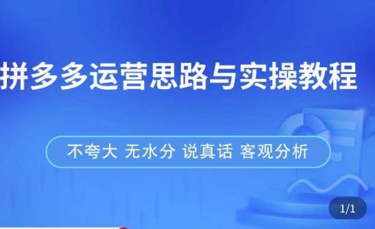 拼多多店铺运营思路与实操教程，快速学会拼多多开店和运营，少踩坑，多盈利-第一资源网