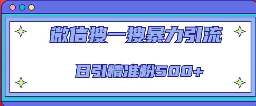 微信搜一搜引流全系列课程，日引精准粉500+（8节课）-第一资源网