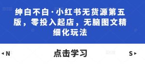 绅白不白·小红书无货源第五版,零投入起店,无脑图文精细化玩法-第一资源网