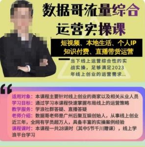 数据哥流量综合运营实操课:短视频、本地生活、个人IP知识付费、直播带货运营-第一资源网