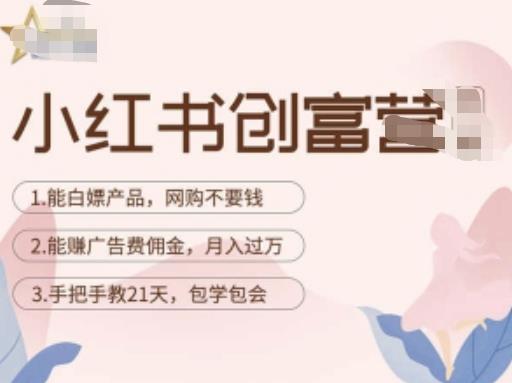小红书创富营-教小红书带货，陪跑21天，教你赚广告费佣金，月入过万-第一资源网