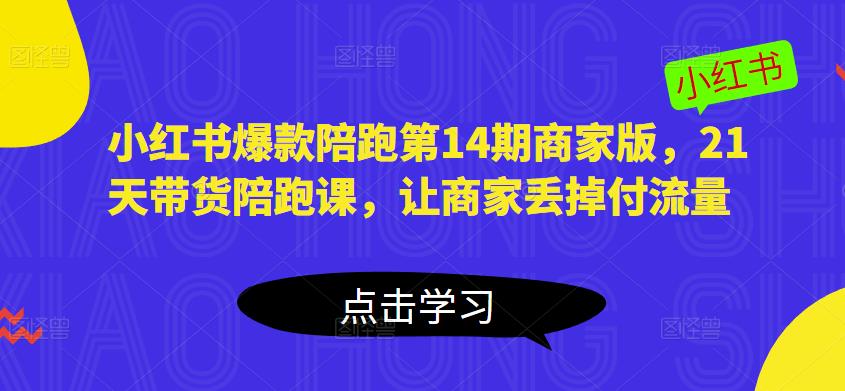 小红书爆款陪跑第14期商家版，21天带货陪跑课，让商家丢掉付流量-第一资源网