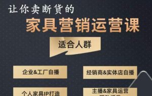 让你卖断货的家具营销运营课,打造高销量家具账号(短视频+直播+人物IP)-第一资源网