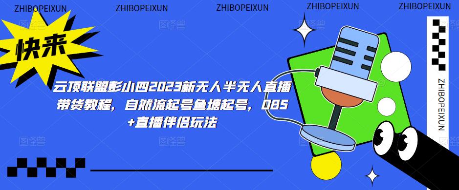 云顶联盟彭小四2023新无人半无人直播带货教程，自然流起号鱼塘起号，OBS+直播伴侣玩法-第一资源网