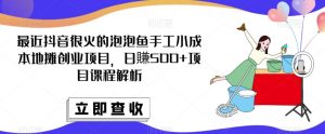最近抖音很火的泡泡鱼手工小成本地摊创业项目,日賺500+项目课程解析-第一资源网