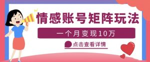 云天情感账号矩阵项目,简单操作,月入10万+可放大(教程+素材)-第一资源网