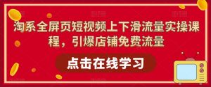 淘系全屏页短视频上下滑流量实操课程,引爆店铺免费流量-第一资源网