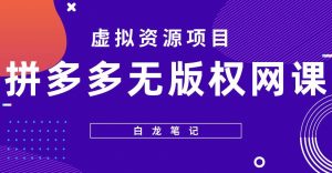 【白龙笔记】拼多多无版权网课项目,月入5000的长期项目,玩法详细拆解【揭秘】-第一资源网