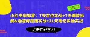 小红书训练营:7天定位实战+7天爆款拆解&选题库搭建实战+21天笔记实操实战-第一资源网