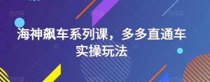 海神飙车系列课,多多直通车实操玩法-第一资源网