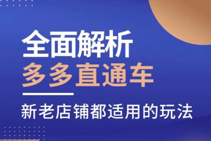 全面解析多多直通车，​新老店铺都适用的玩法-第一资源网