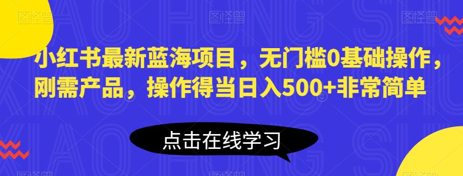 小红书最新蓝海项目，无门槛0基础操作，刚需产品，操作得当日入500+非常简单【揭秘】-第一资源网