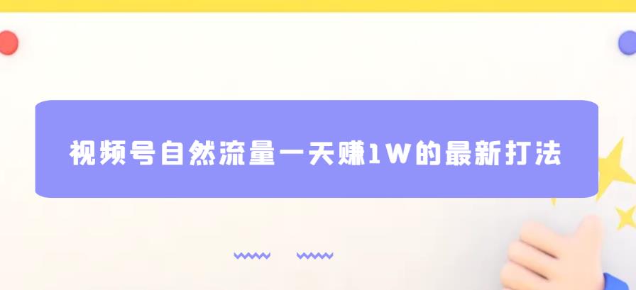 视频号自然流量一天赚1W的最新打法，基本0投资【揭秘】-第一资源网