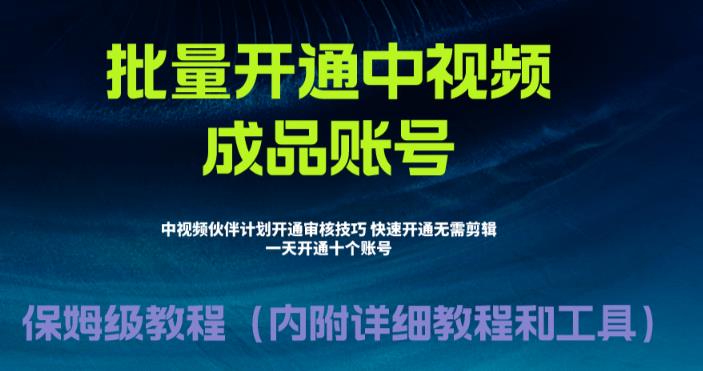 外面收费1980的暴力开通中视频计划教程，内附详细的快速通过中视频伙伴计划的办法-第一资源网