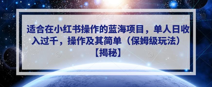 适合在小红书操作的蓝海项目，单人日收入过千，操作及其简单（保姆级玩法）【揭秘】-第一资源网