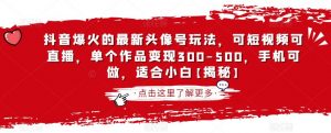抖音爆火的最新头像号玩法,可短视频可直播,单个作品变现300-500,手机可做,适合小白【揭秘】-第一资源网