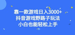 靠一款游戏日入3000+,抖音游戏野路子玩法,小白也能轻松上手【揭秘】-第一资源网