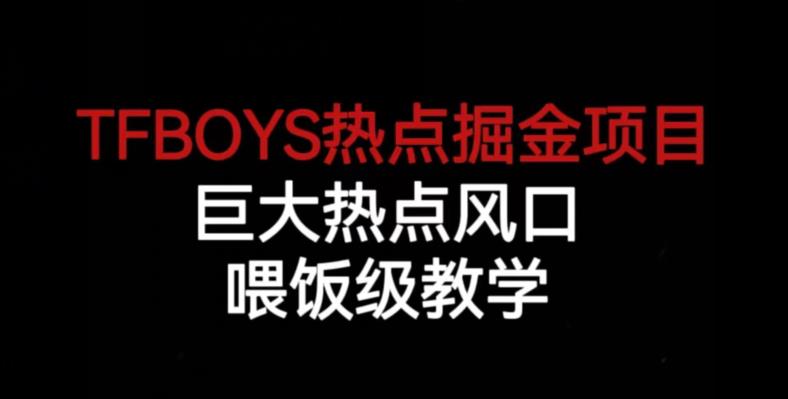 TFBOYS热点掘金项目，巨大热点风口，喂饭级教学-第一资源网