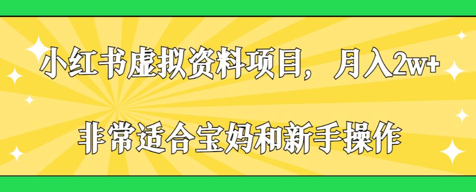 小红书虚拟资料项目，月入2w+，非常适合宝妈和新手操作【揭秘】-第一资源网