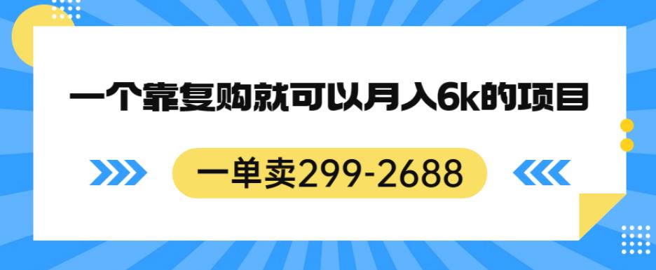 一单卖299-2688，一个靠复购就可以月入6k的暴利项目【揭秘】-第一资源网