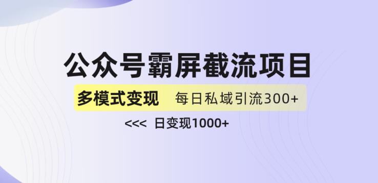 公众号霸屏截流项目+私域多渠道变现玩法，全网首发，日入1000+【揭秘】-第一资源网