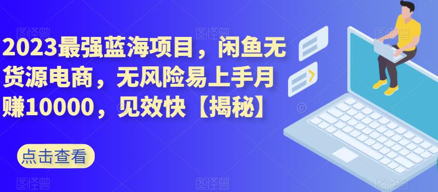 2023最强蓝海项目，闲鱼无货源电商，无风险易上手月赚10000，见效快【揭秘】-第一资源网