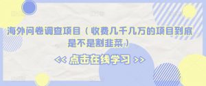 海外问卷调查项目(收费几千几万的项目到底是不是割韭菜)【揭秘】-第一资源网