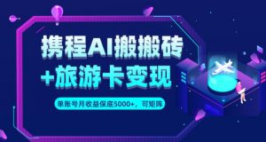 携程AI搬砖+旅游卡变现升级玩法,单号月收益保底5000+,可做矩阵号-第一资源网
