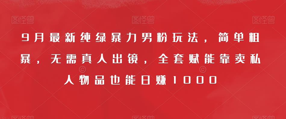 9月最新纯绿暴力男粉玩法，简单粗暴，无需真人出镜，全套赋能靠卖私人物品也能日赚1000-第一资源网